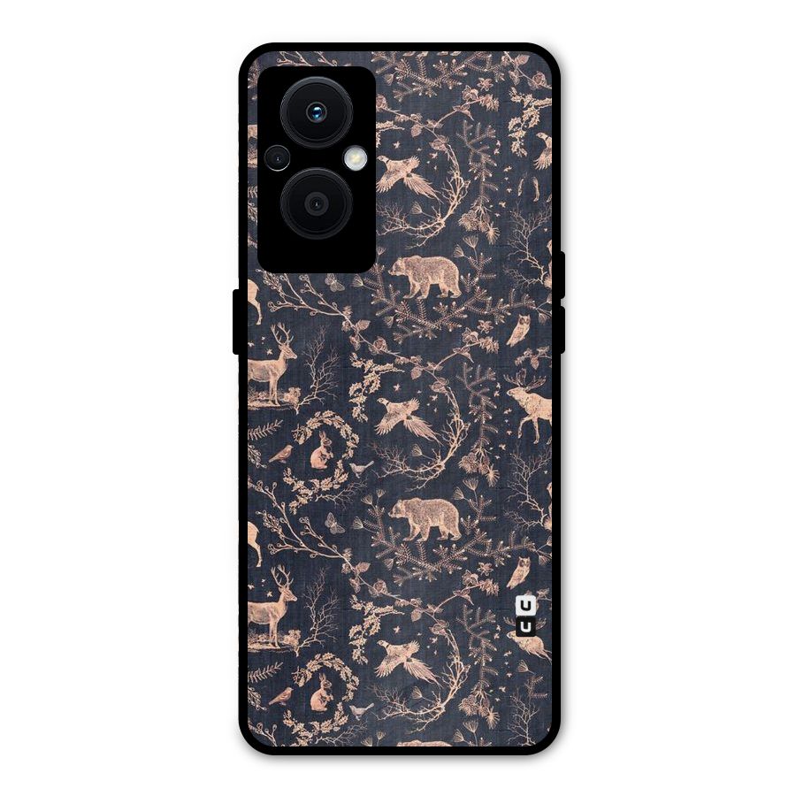 Beautiful Animal Design Metal Back Case for Oppo F21s Pro 5G