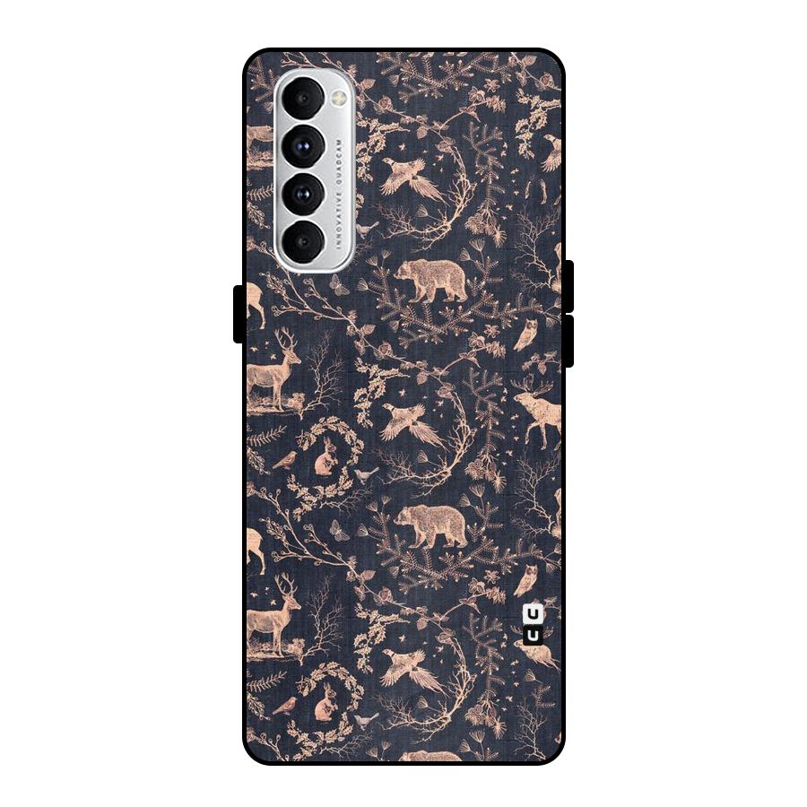 Beautiful Animal Design Metal Back Case for Oppo Reno4 Pro