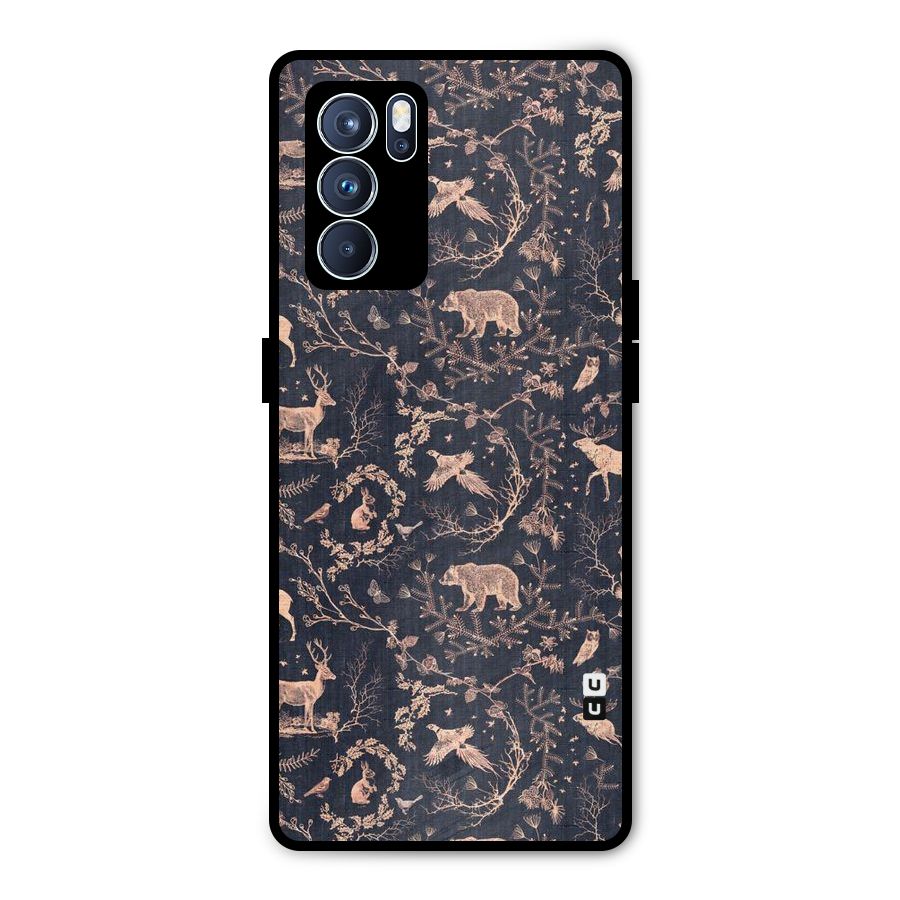 Beautiful Animal Design Metal Back Case for Oppo Reno6 Pro 5G