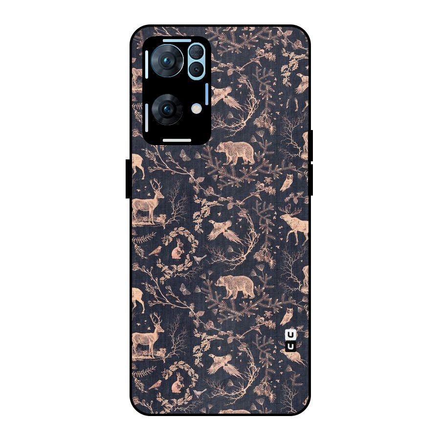 Beautiful Animal Design Metal Back Case for Oppo Reno7 Pro 5G