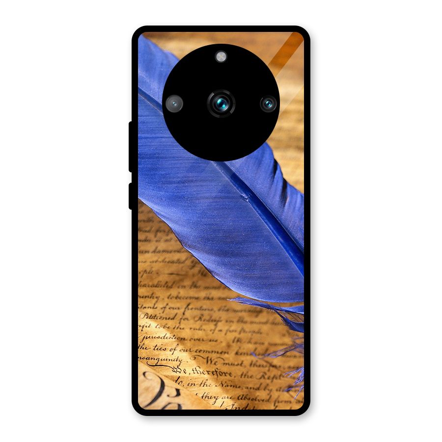 Beautiful Blue Feather Glass Back Case for Realme 11 Pro
