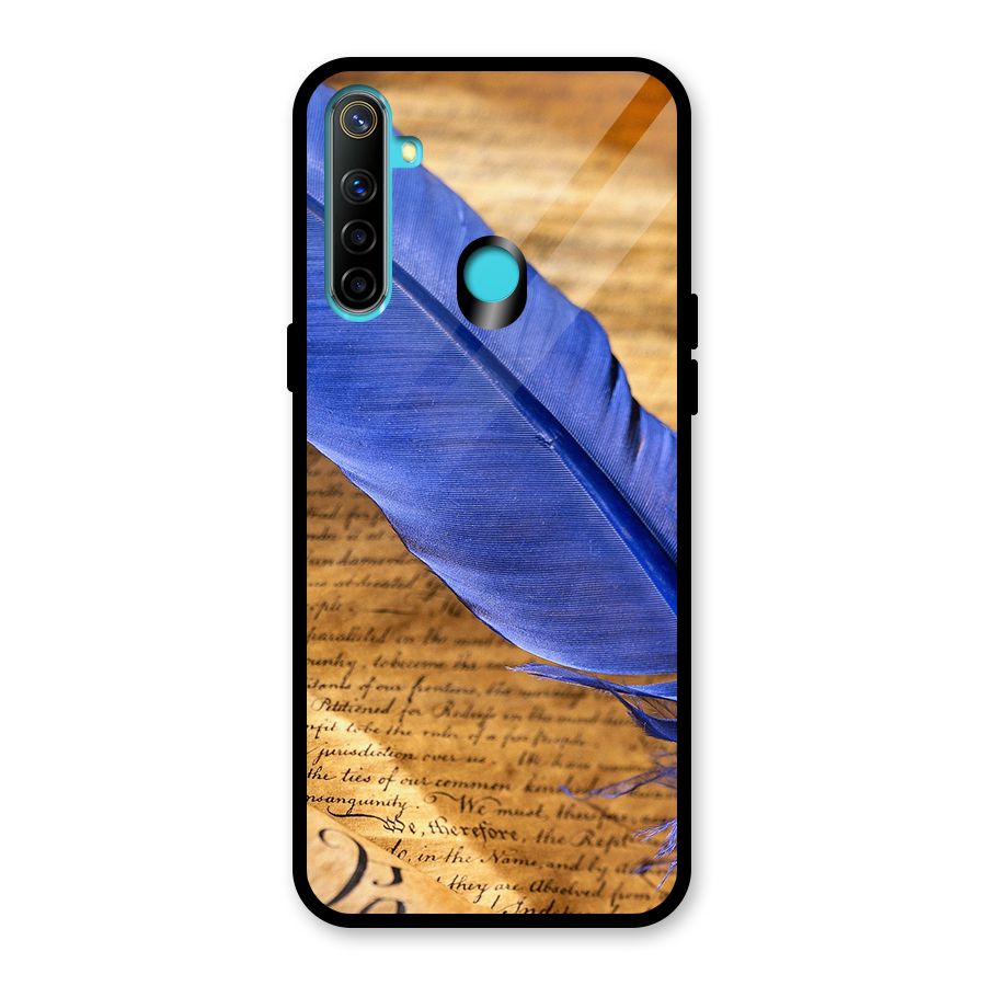 Beautiful Blue Feather Glass Back Case for Realme Narzo 10