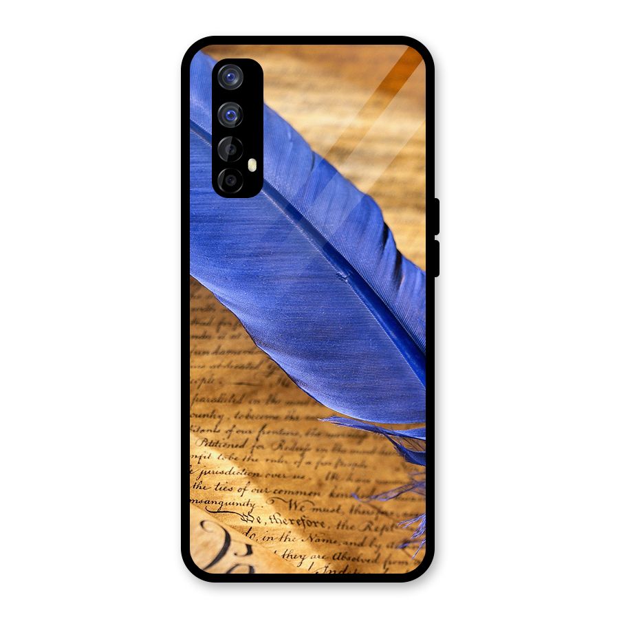 Beautiful Blue Feather Glass Back Case for Realme Narzo 20 Pro