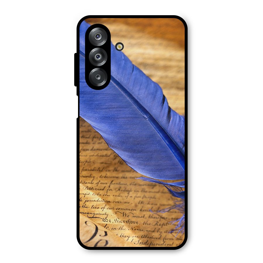 Beautiful Blue Feather Metal Back Case for Galaxy A26