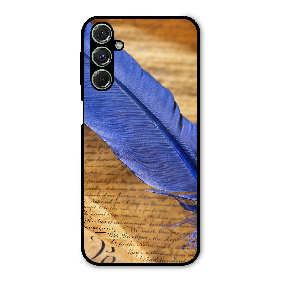 Beautiful Blue Feather Metal Back Case for Galaxy F34