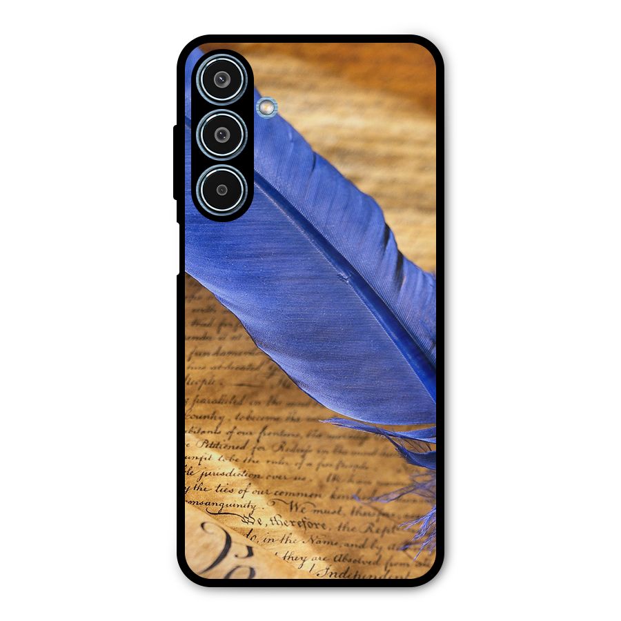 Beautiful Blue Feather Metal Back Case for Galaxy M35