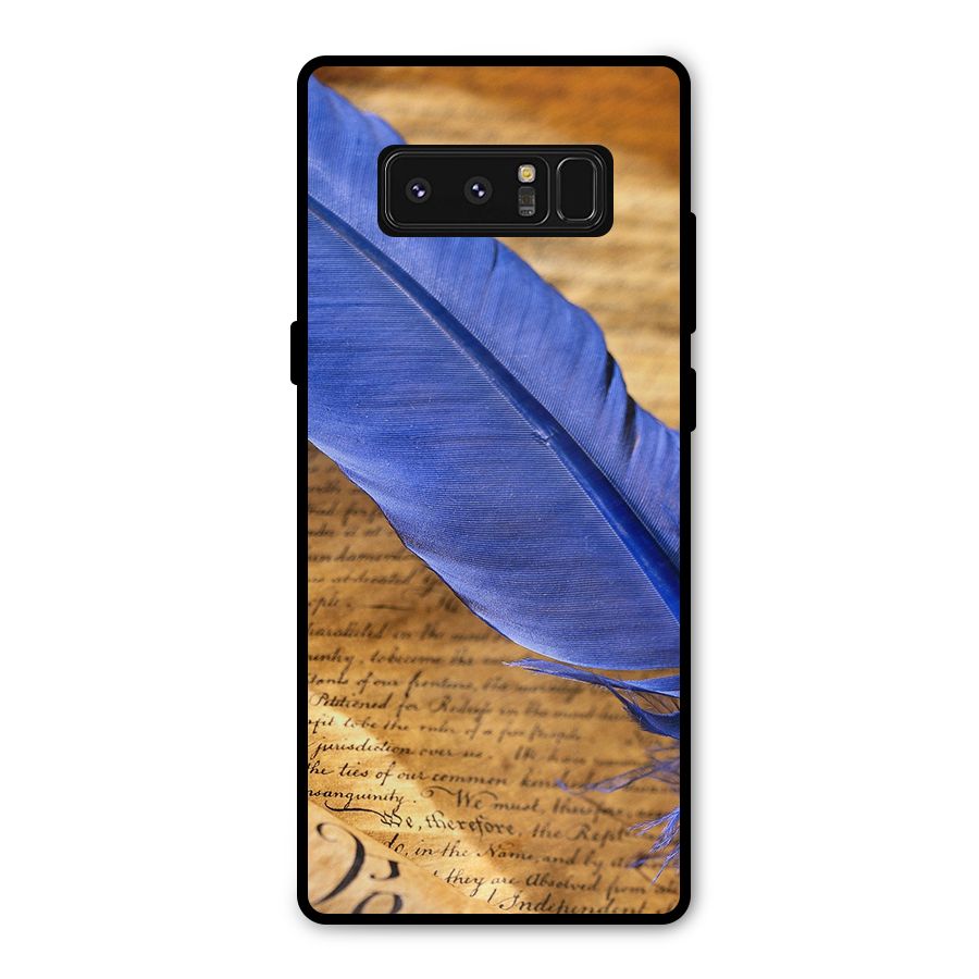Beautiful Blue Feather Metal Back Case for Galaxy Note 8