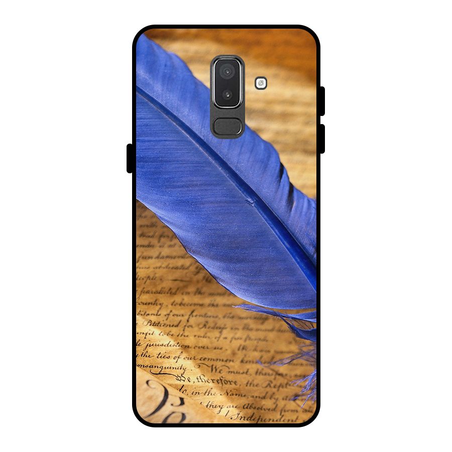 Beautiful Blue Feather Metal Back Case for Galaxy On8 (2018)