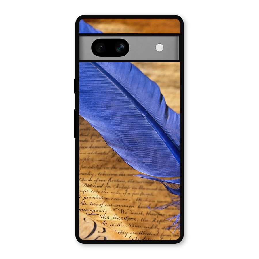 Beautiful Blue Feather Metal Back Case for Google Pixel 7a