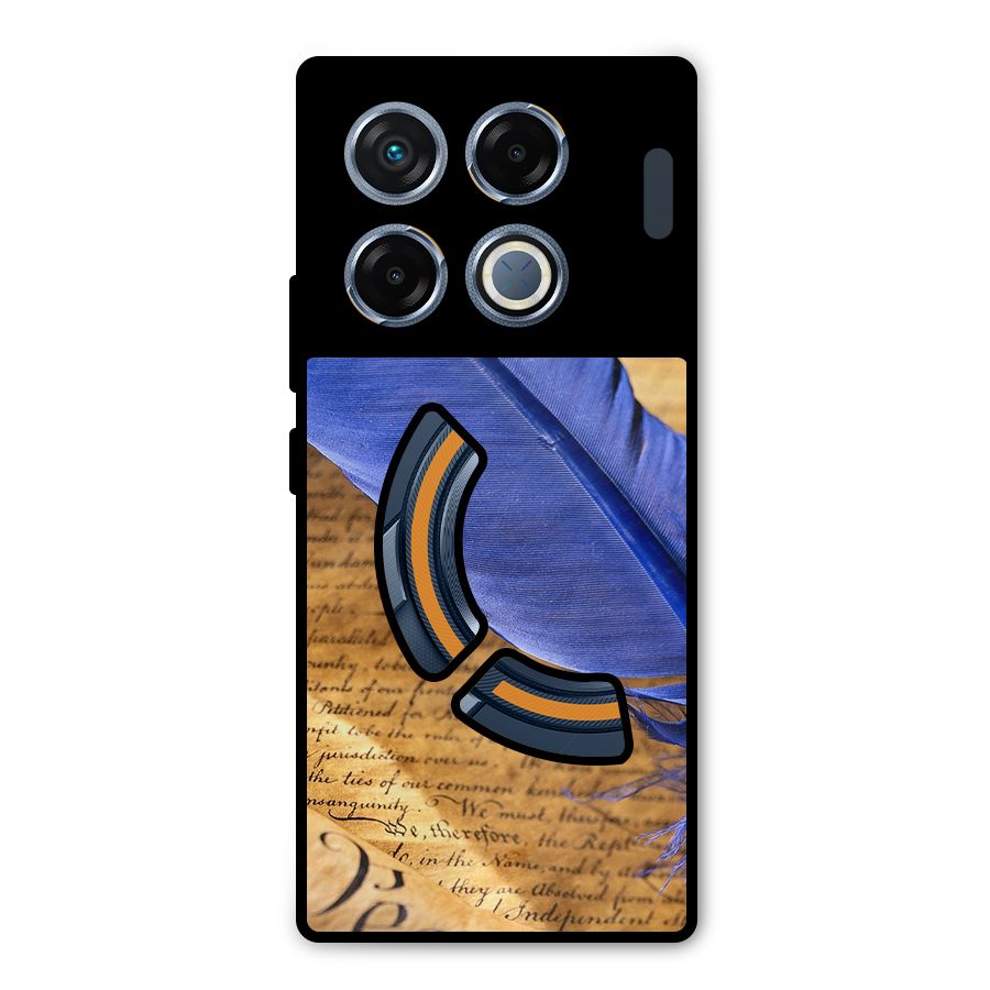Beautiful Blue Feather Metal Back Case for Infinix GT 20 Pro