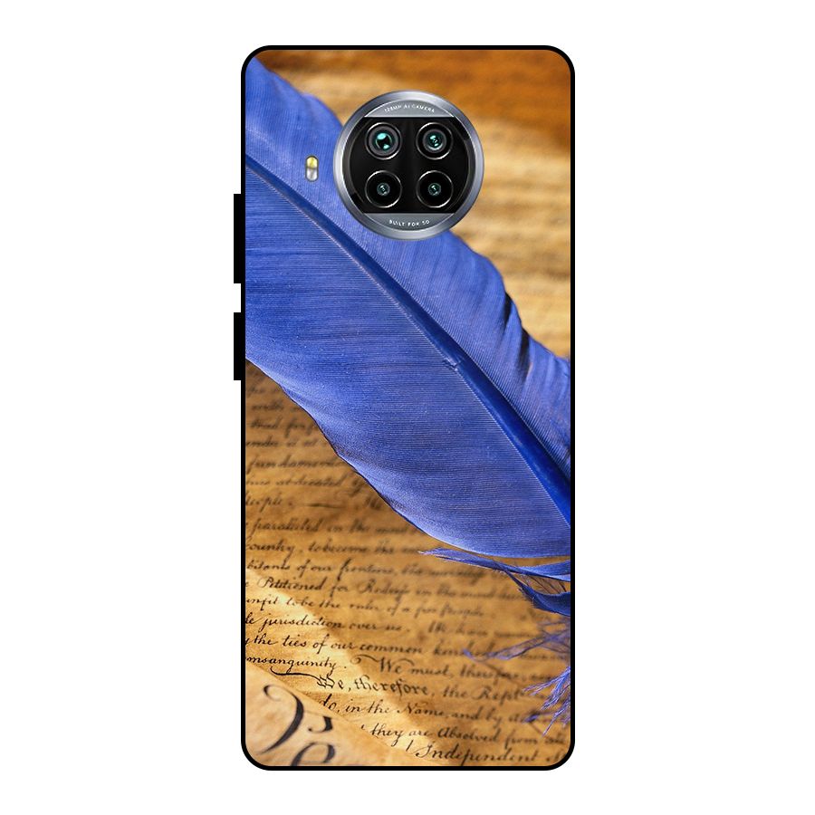 Beautiful Blue Feather Metal Back Case for Mi 10i
