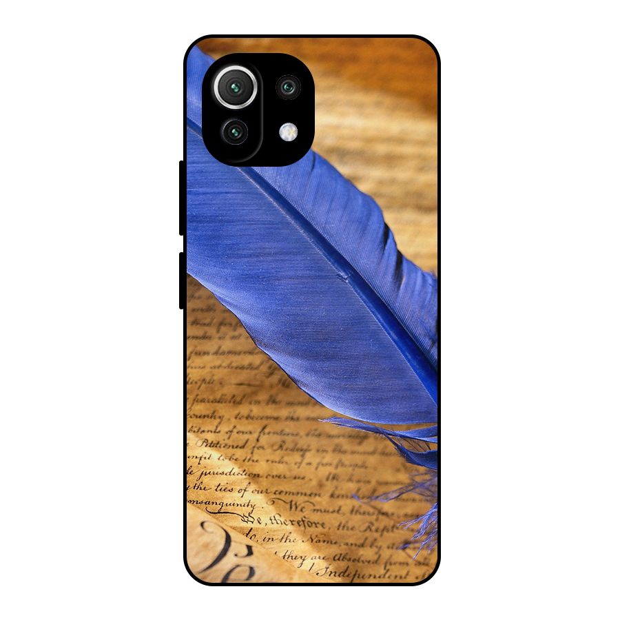 Beautiful Blue Feather Metal Back Case for Mi 11 Lite NE 5G