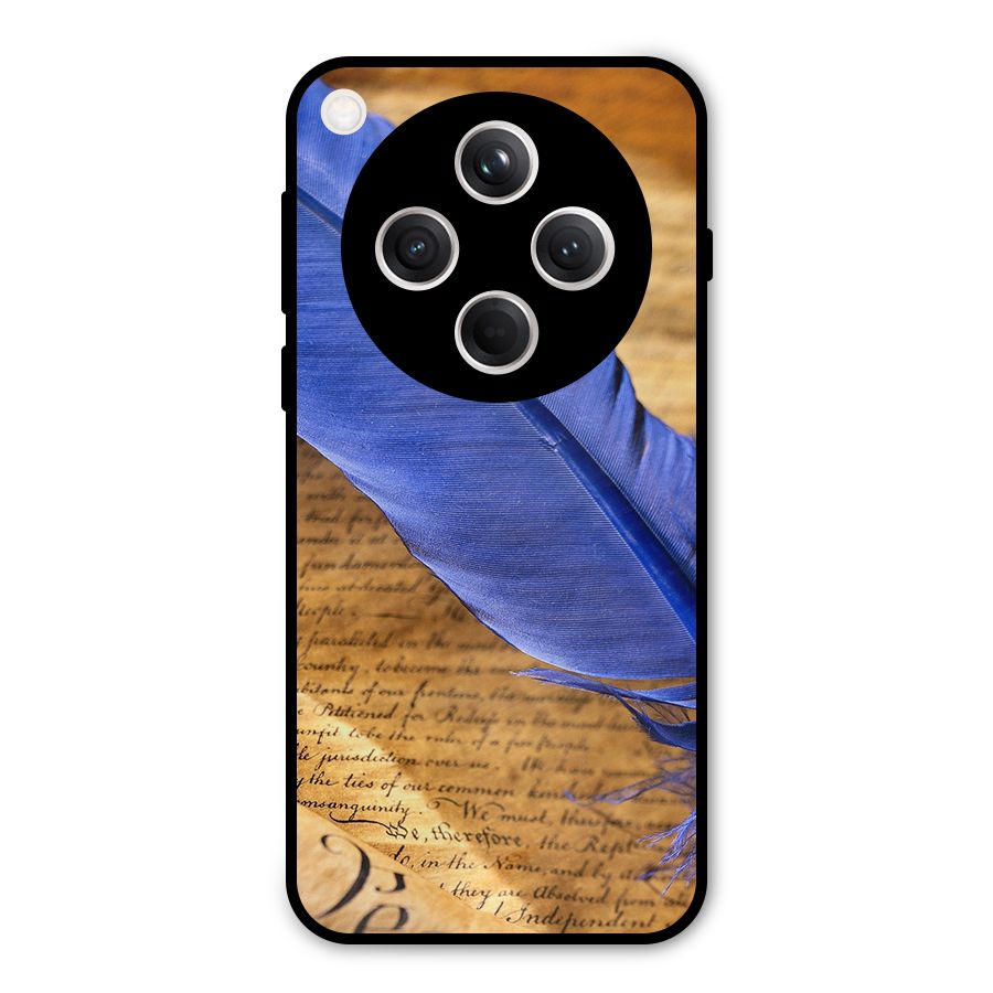 Beautiful Blue Feather Metal Back Case for Oppo Find X8