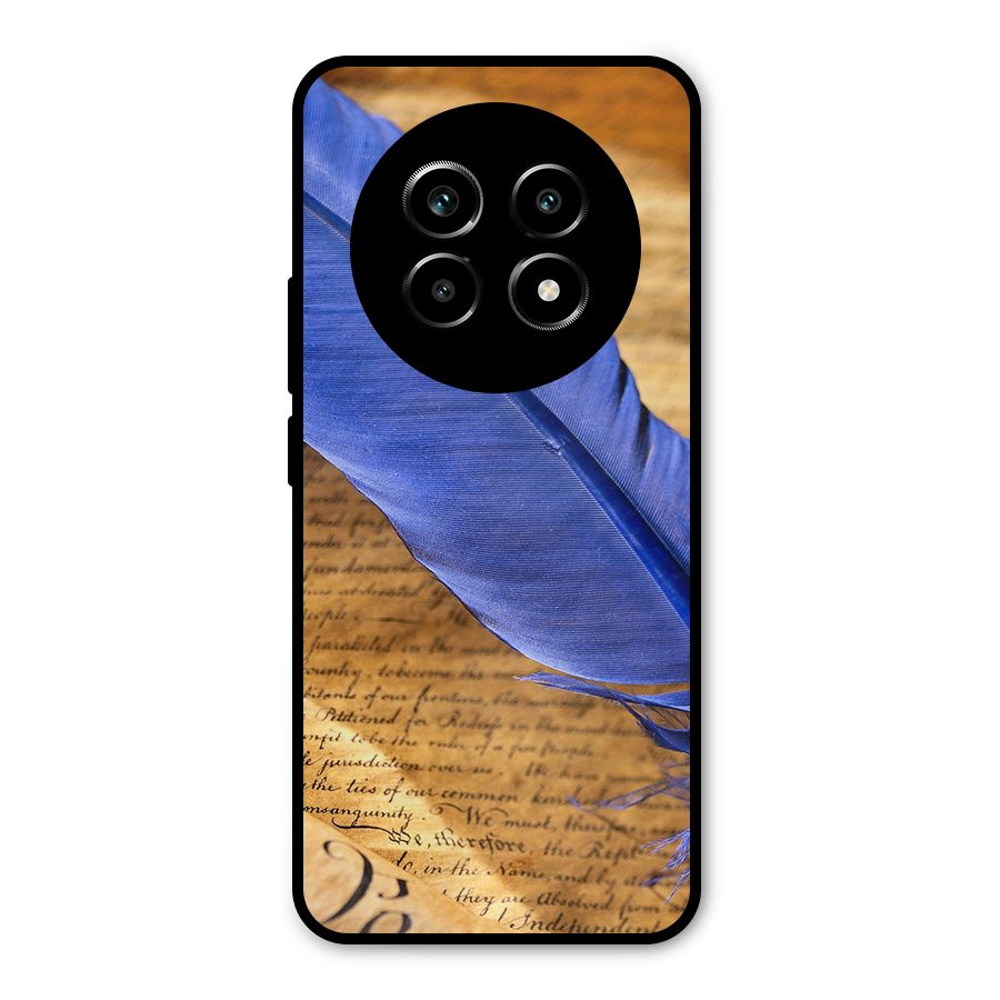 Beautiful Blue Feather Metal Back Case for Realme 13 Pro