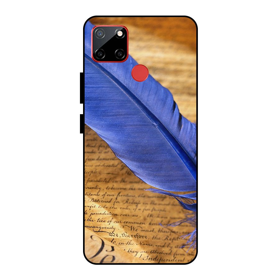 Beautiful Blue Feather Metal Back Case for Realme C12