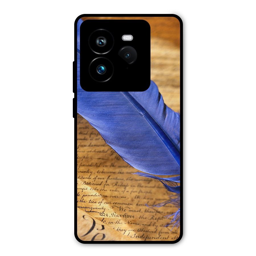 Beautiful Blue Feather Metal Back Case for Realme GT 7 Pro