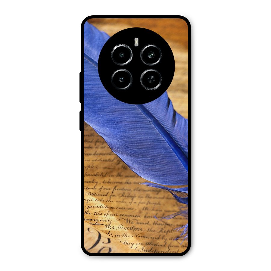 Beautiful Blue Feather Metal Back Case for Realme P1