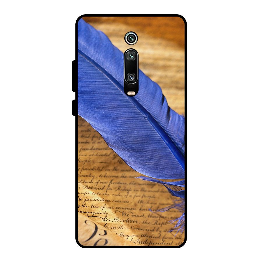 Beautiful Blue Feather Metal Back Case for Redmi K20