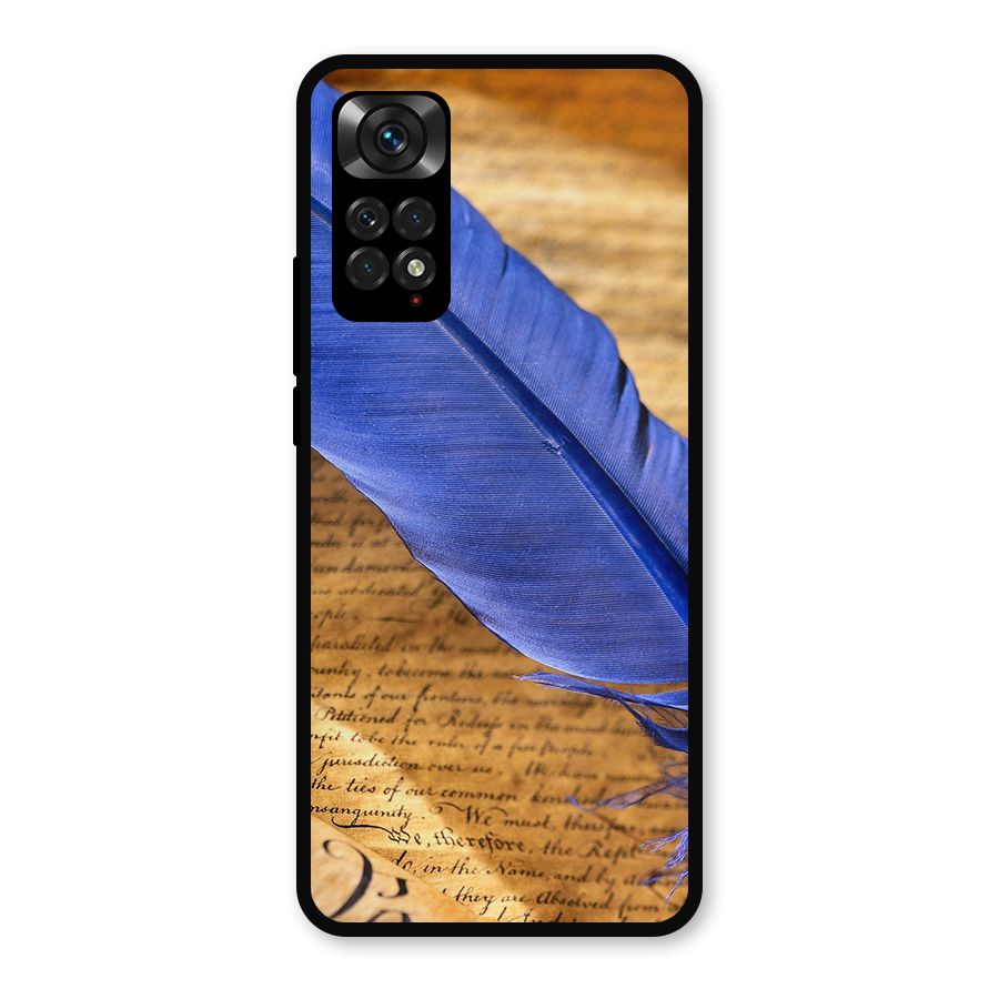 Beautiful Blue Feather Metal Back Case for Redmi Note 11s