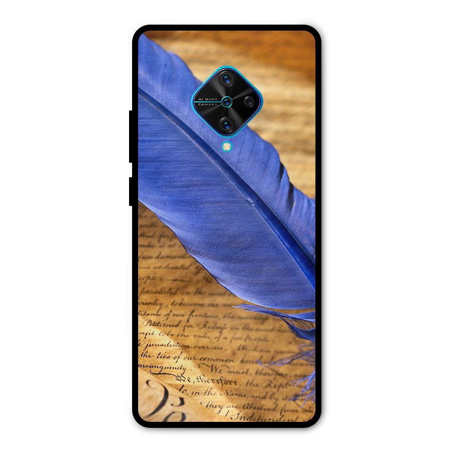 Beautiful Blue Feather Metal Back Case for Vivo S1 Pro