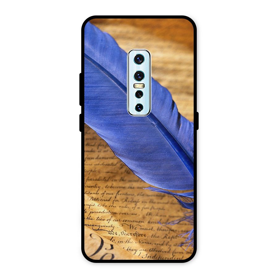 Beautiful Blue Feather Metal Back Case for Vivo V17 Pro