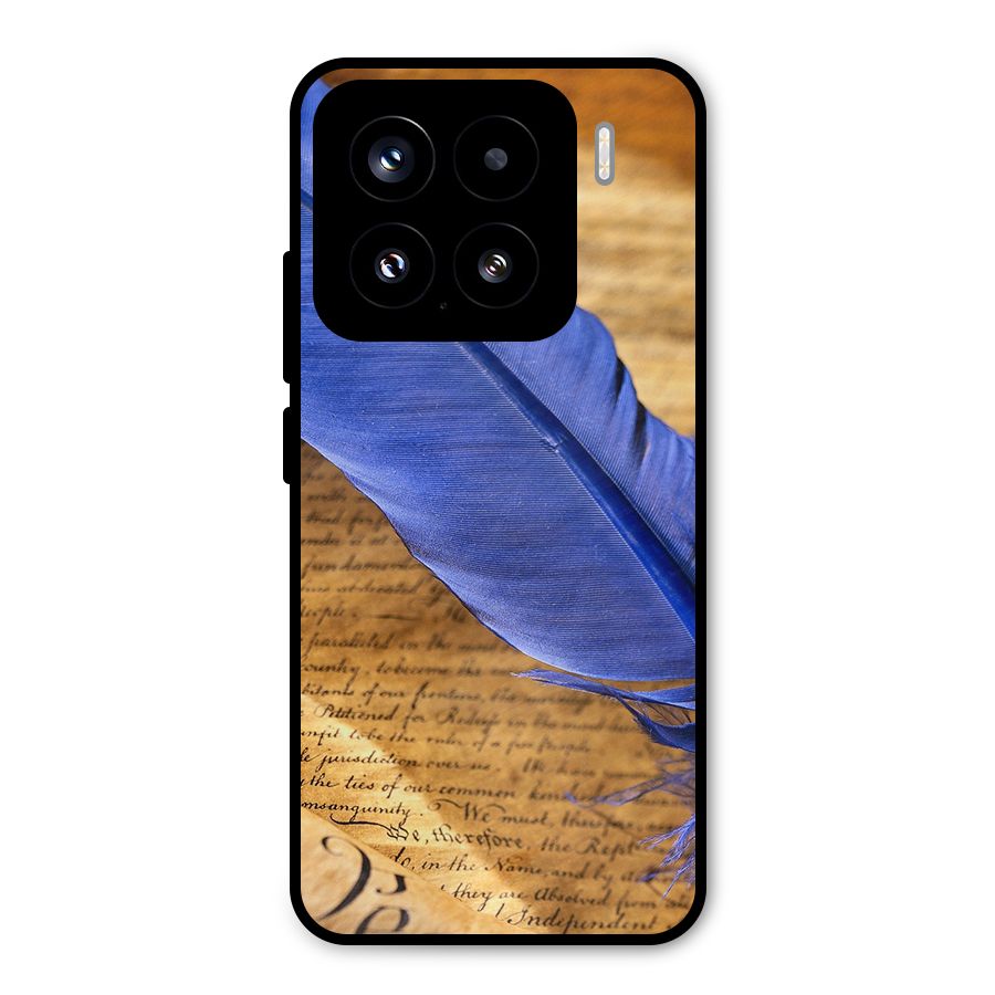 Beautiful Blue Feather Metal Back Case for Xiaomi 15