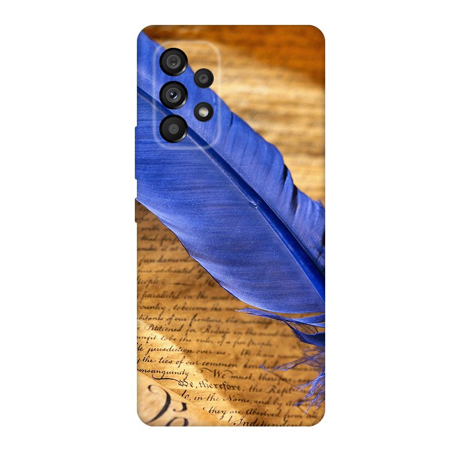 Beautiful Blue Feather Original Polycarbonate Back Case for Galaxy A53 5G