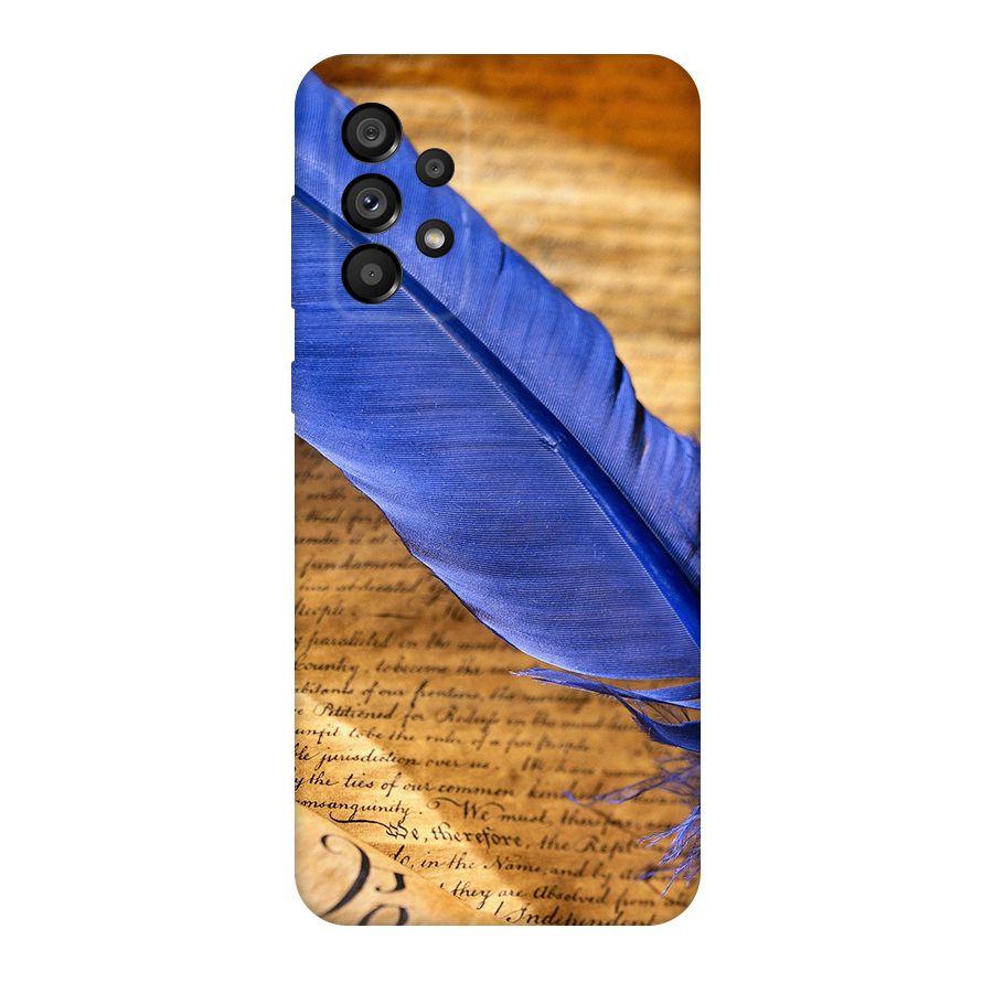 Beautiful Blue Feather Original Polycarbonate Back Case for Galaxy A73 5G