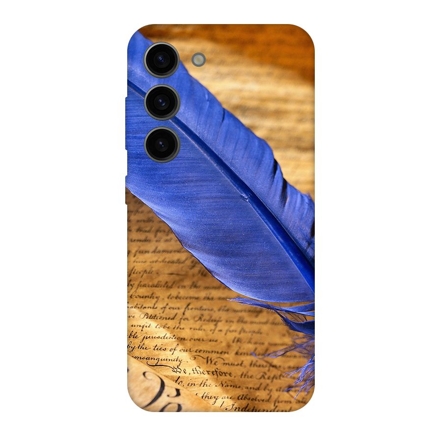 Beautiful Blue Feather Original Polycarbonate Back Case for Galaxy S23