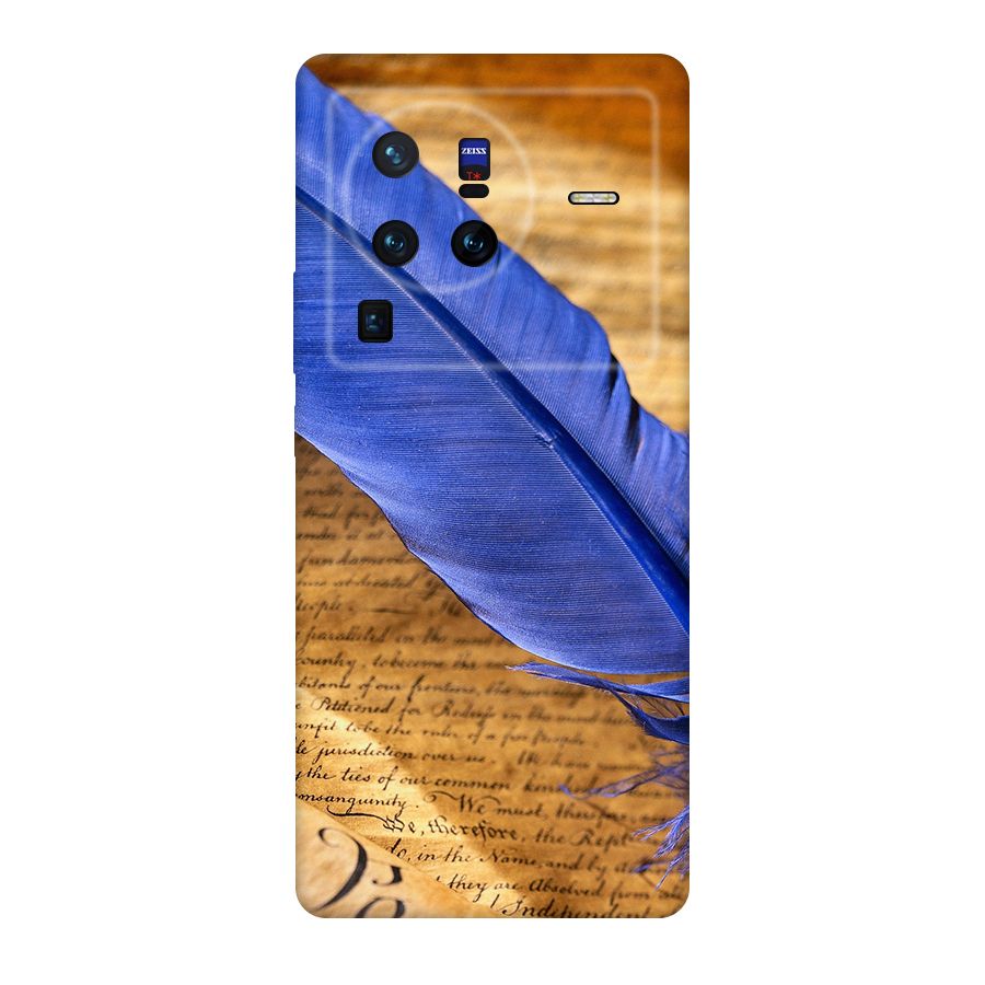 Beautiful Blue Feather Original Polycarbonate Back Case for Vivo X80