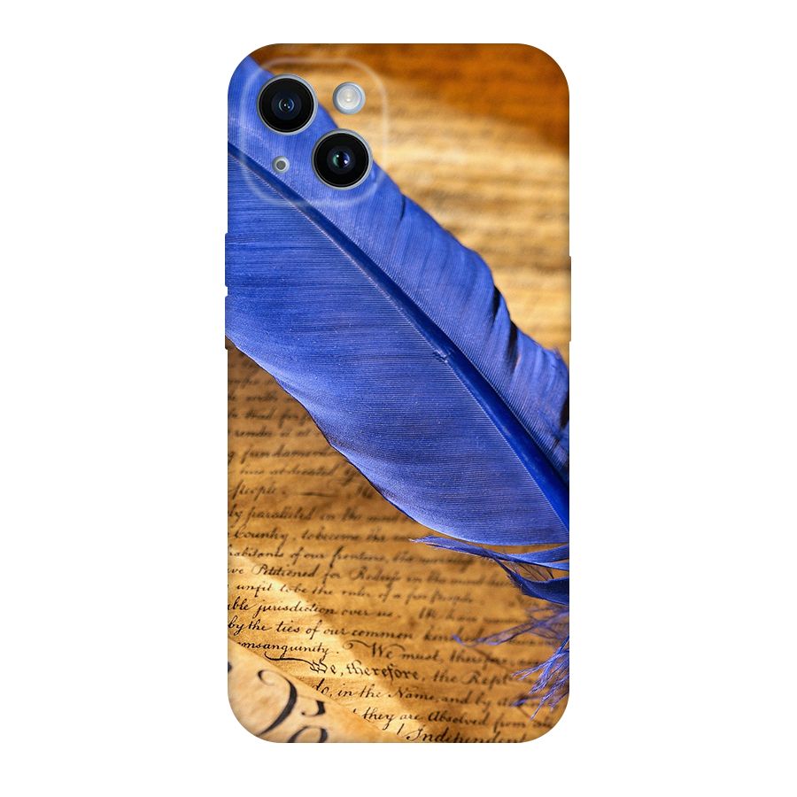Beautiful Blue Feather Original Polycarbonate Back Case for iPhone 14