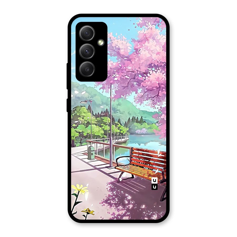 Beautiful Cherry Blossom Landscape Glass Back Case for Galaxy A34