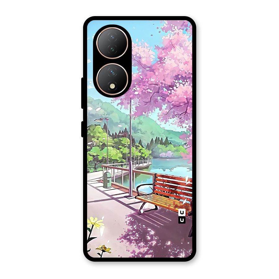 Beautiful Cherry Blossom Landscape Glass Back Case for Vivo Y100A