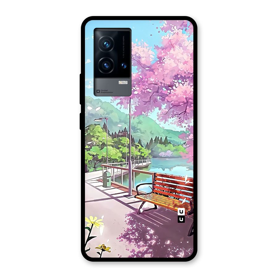 Beautiful Cherry Blossom Landscape Glass Back Case for iQOO 9 5G