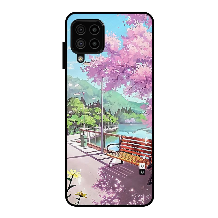 Beautiful Cherry Blossom Landscape Metal Back Case for Galaxy A22 4G