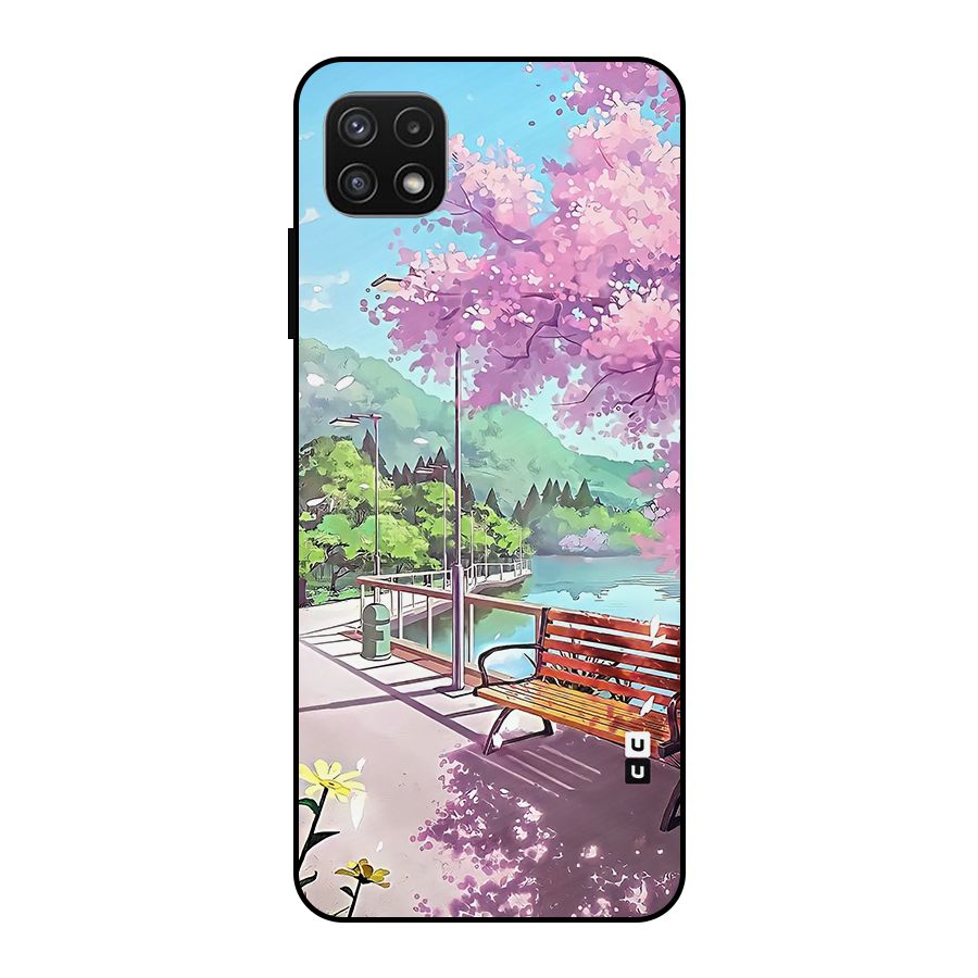 Beautiful Cherry Blossom Landscape Metal Back Case for Galaxy A22 5G