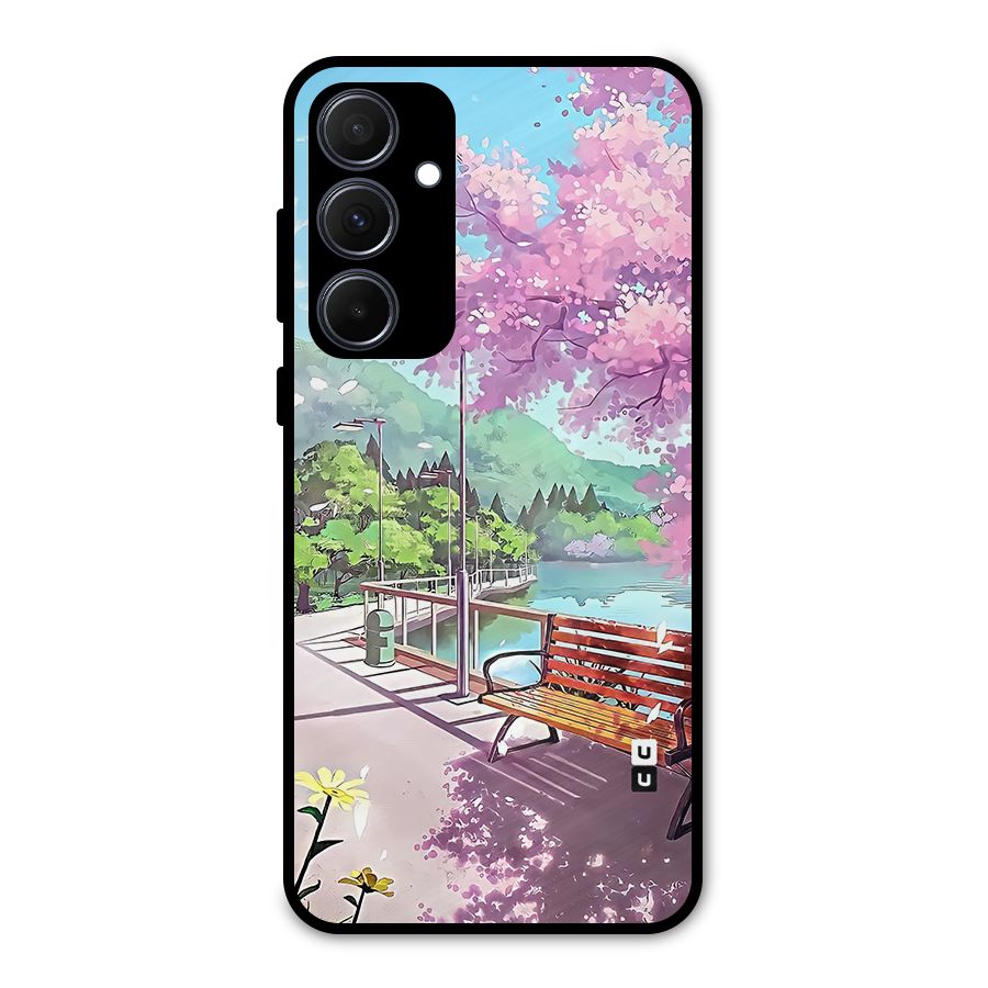 Beautiful Cherry Blossom Landscape Metal Back Case for Galaxy A35