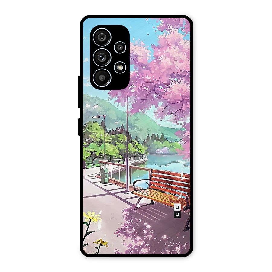Beautiful Cherry Blossom Landscape Metal Back Case for Galaxy A53 5G