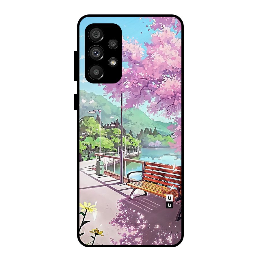Beautiful Cherry Blossom Landscape Metal Back Case for Galaxy A73 5G