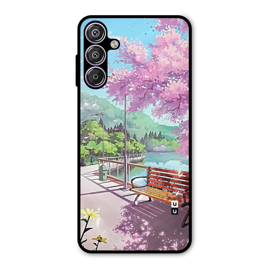 Beautiful Cherry Blossom Landscape Metal Back Case for Galaxy F15