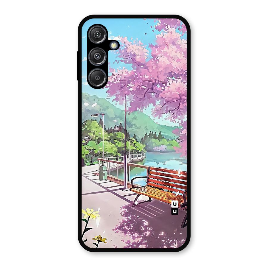 Beautiful Cherry Blossom Landscape Metal Back Case for Galaxy M34 5G