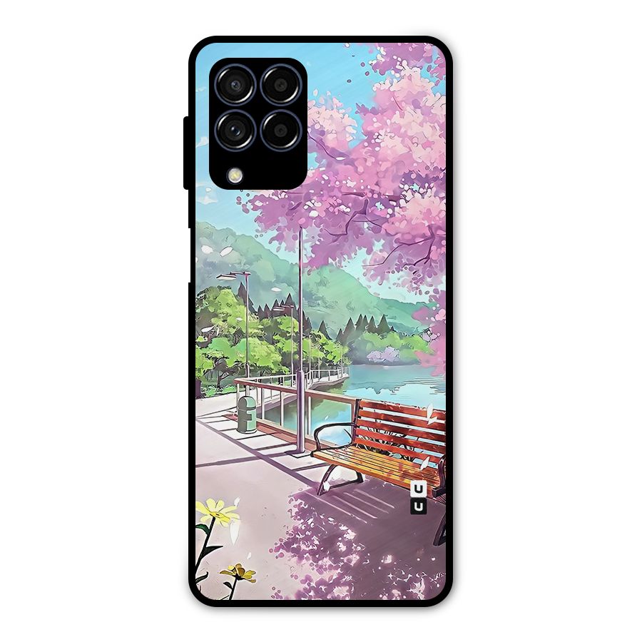 Beautiful Cherry Blossom Landscape Metal Back Case for Galaxy M53 5G