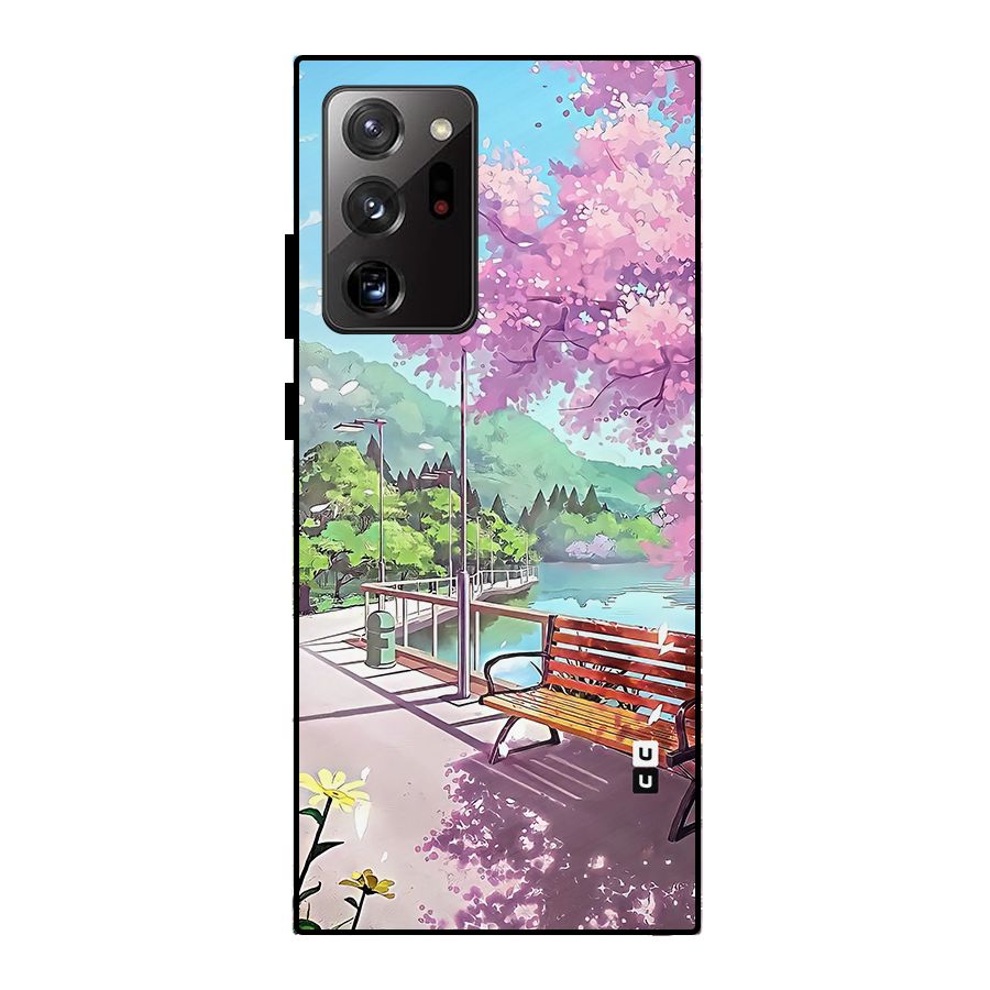 Beautiful Cherry Blossom Landscape Metal Back Case for Galaxy Note 20 Ultra