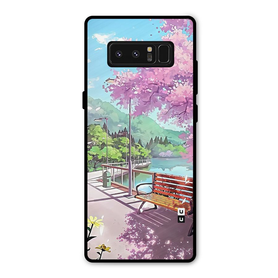 Beautiful Cherry Blossom Landscape Metal Back Case for Galaxy Note 8