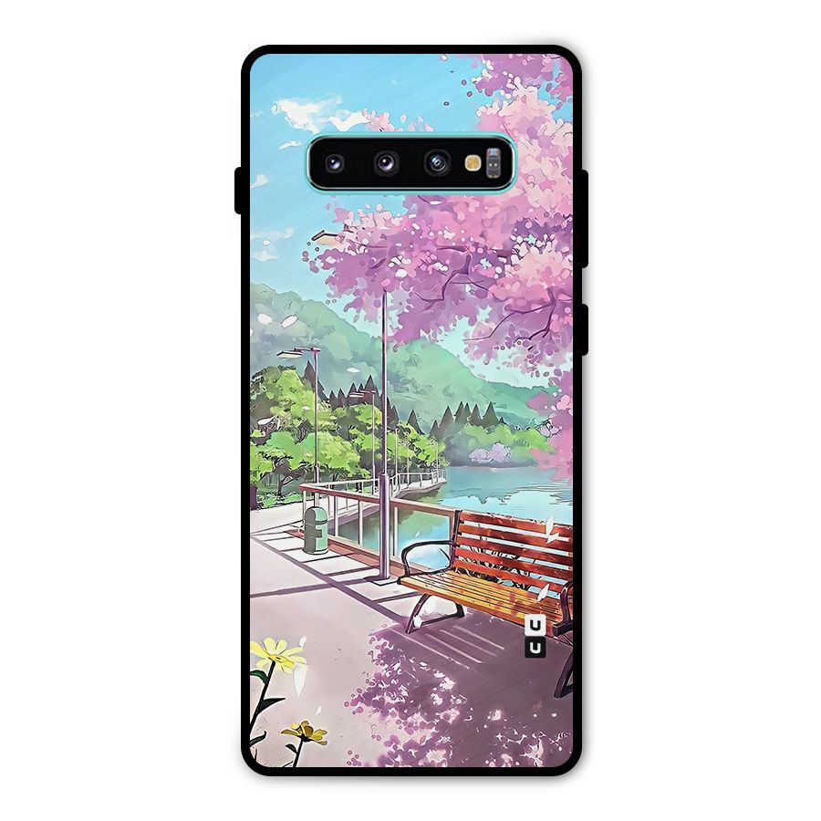 Beautiful Cherry Blossom Landscape Metal Back Case for Galaxy S10 Plus