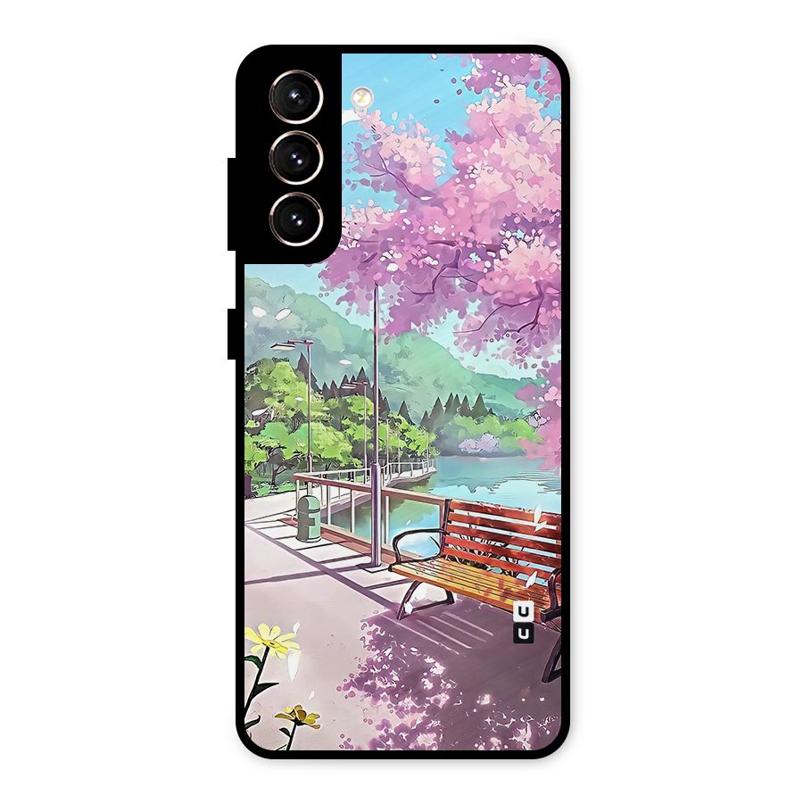 Beautiful Cherry Blossom Landscape Metal Back Case for Galaxy S21 5G