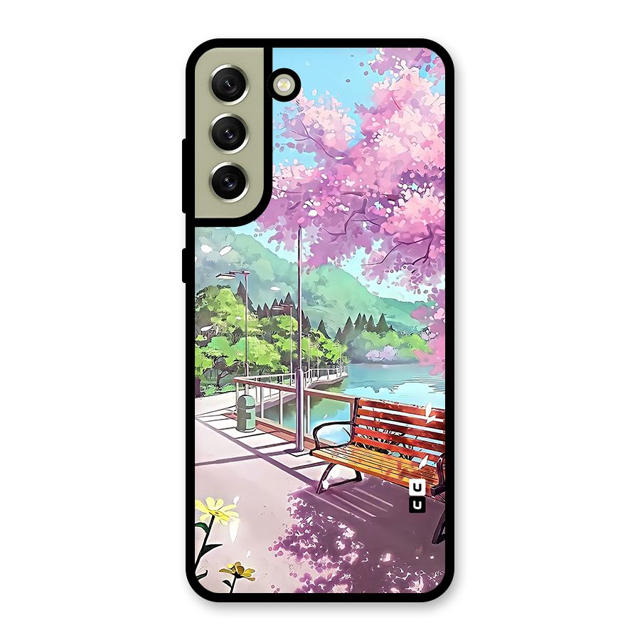 Beautiful Cherry Blossom Landscape Metal Back Case for Galaxy S21 FE 5G (2023)