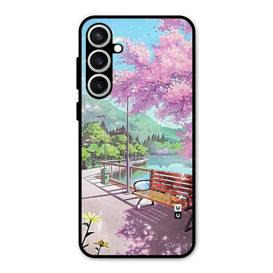 Beautiful Cherry Blossom Landscape Metal Back Case for Galaxy S23 FE