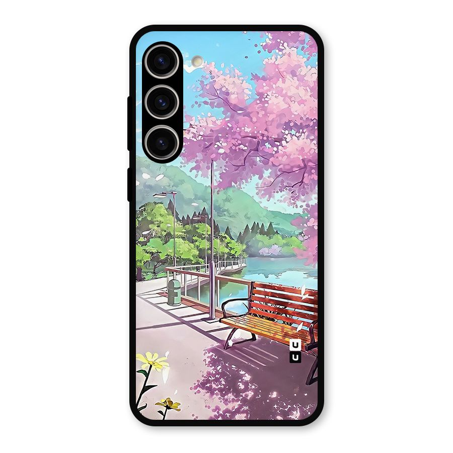Beautiful Cherry Blossom Landscape Metal Back Case for Galaxy S23 Plus