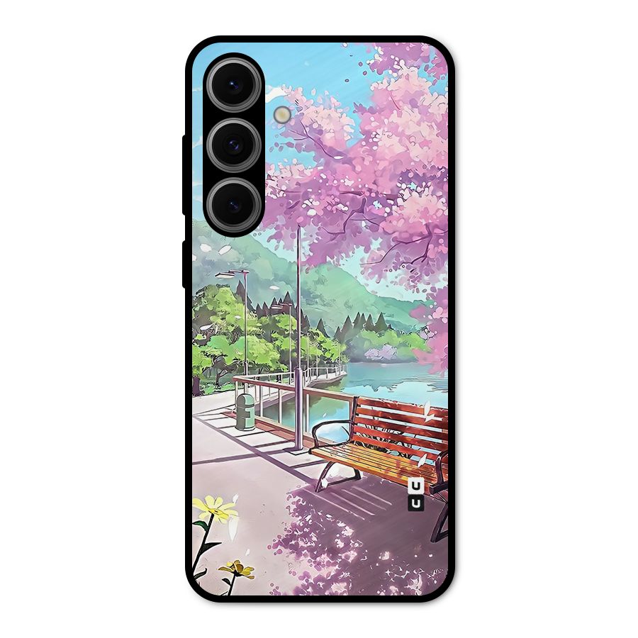 Beautiful Cherry Blossom Landscape Metal Back Case for Galaxy S24 FE